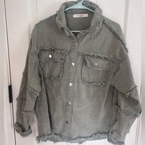 Bluevelvet Olive Green Jacket- “Rock and Roll” on back. Size Medium. Like New